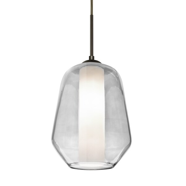 Besa Lighting Link Pendant, Clear/Opal, Bronze Finish, 1x9W LED 1JT-LINKCL-LED-BR - main